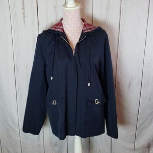 Casual Corner Annex Windbreaker Attached Hood Black Size Medium